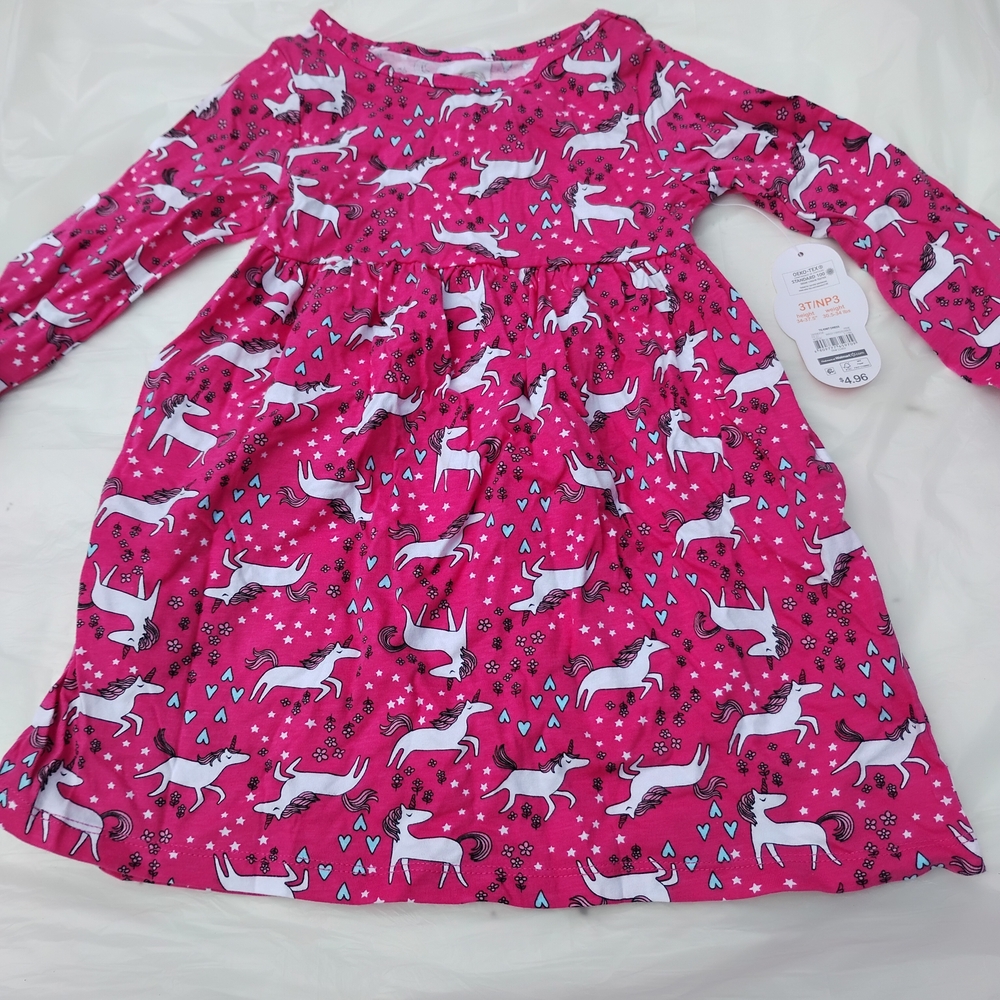 Pink Unicorn Print Dress